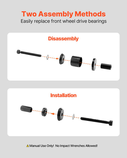 Wheel Bearing Press Kit, 23 PCS FWD Bearing Puller Tools, for Front Wheel Drive Bearing Removal and Installation, Wheel Bearing Tool with Sliding Screw, Bushings, Sleeve Plates, Storage Case