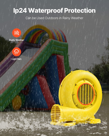 Inflatable Blower, 590W&690W, 1.0 HP Bounce House Blower, Pump Commercial Air Blower for Inflatables, 2750RPM Bouncy Castle Electric Air Blower Fan Perfect for Bounce House, Waterslides, Yellow