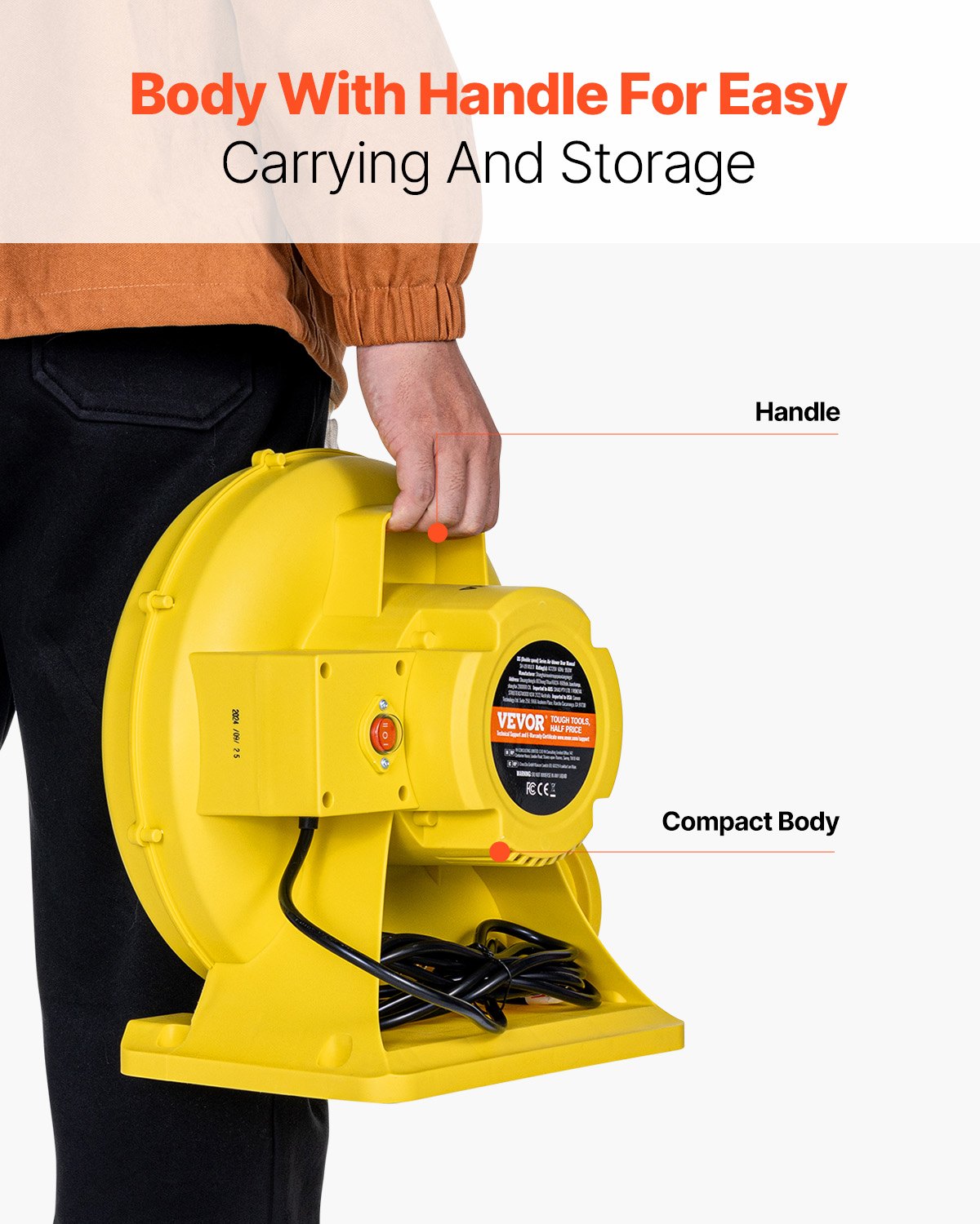 Inflatable Blower, 590W&690W, 1.0 HP Bounce House Blower, Pump Commercial Air Blower for Inflatables, 2750RPM Bouncy Castle Electric Air Blower Fan Perfect for Bounce House, Waterslides, Yellow