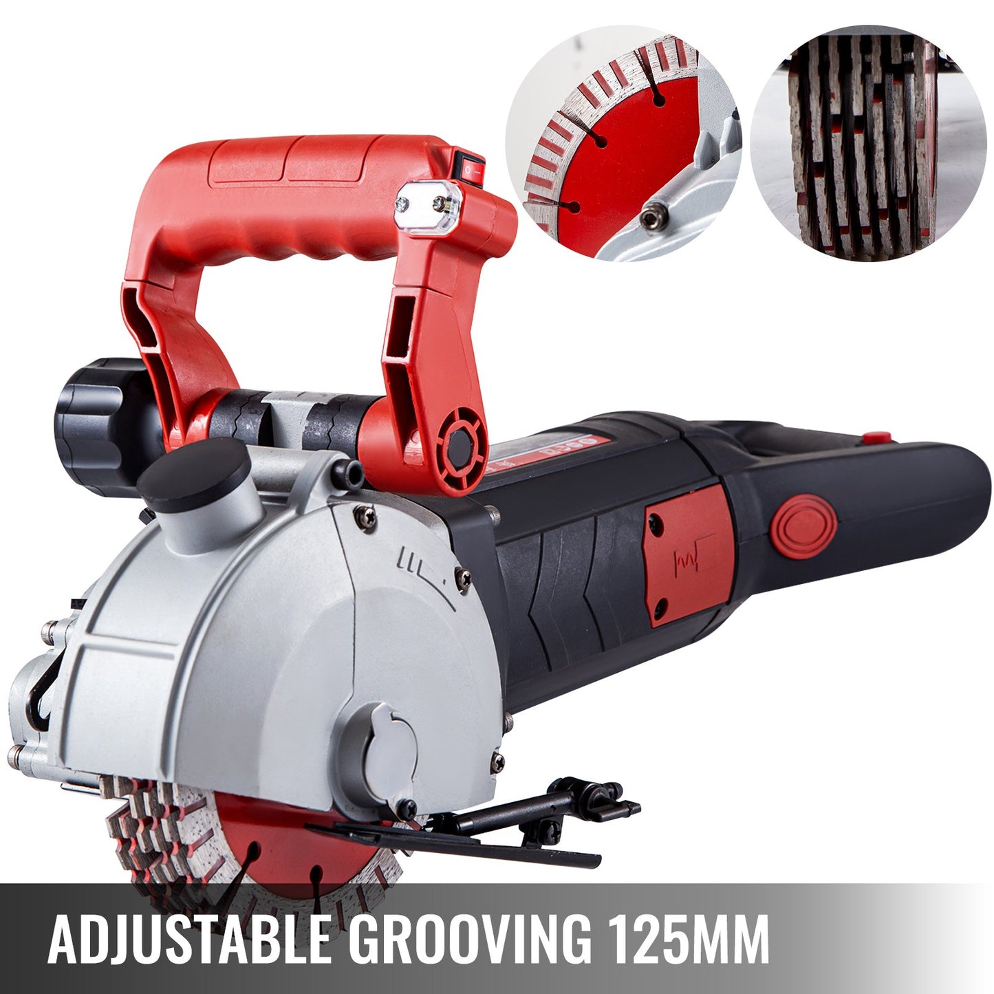 Wall Chaser 34 mm Cutting Depth Wall Groove Cutting Machine 42 mm Cutting Width Wall Slotting Machine 4800W Wall Cutting Machine With 5 Saw Blades 125 mm Diameter 6200r/Min with Infrared Ray