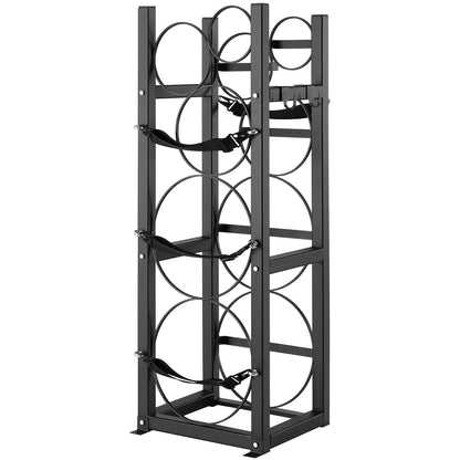 Refrigerant Tank Rack, with 2 x 30lbs and Other 3 Small Bottle Tanks, Cylinder Tank Rack 12.79x12.99x47.12 in, Refrigerant Cylinder Rack and Holders for Freon, Gases, Oxygen, Nitrogen