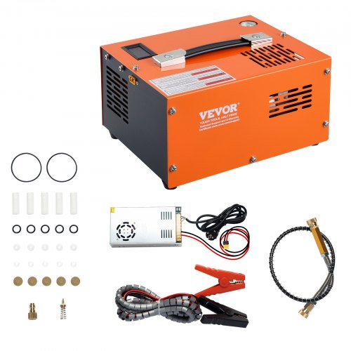 PCP Air Compressor, 4500PSI/30Mpa Portable PCP Airgun Compressor with External Converter, DC12V, AC230V | Oil & Water-Free | Manual-Stop Air Rifle, Paintball and Scuba Tank Compressor Pump