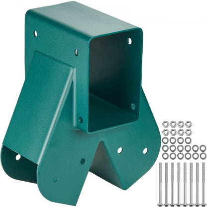 A-Frame Middle Swing Brackets, Heavy Duty Carbon Steel Swing Set Hardware with Mounting Hardware, DIY Swing Set Bracket Swing Set Kit for 2 (101.6x101.6mm) Legs & 1 (101.6x152.4mm) Beam, Green