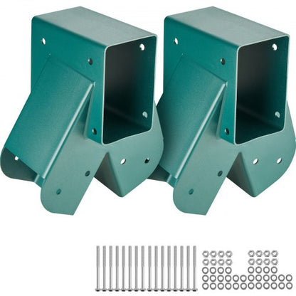 A-Frame Middle Swing Set Brackets, Heavy Duty Carbon Steel Swing Set Hardware with Mounting Hardware, DIY Swing Set Bracket Swing Set Kit for 101.6x101.6mm Legs & 101.6x152.4mm Beam, Green 2Pcs
