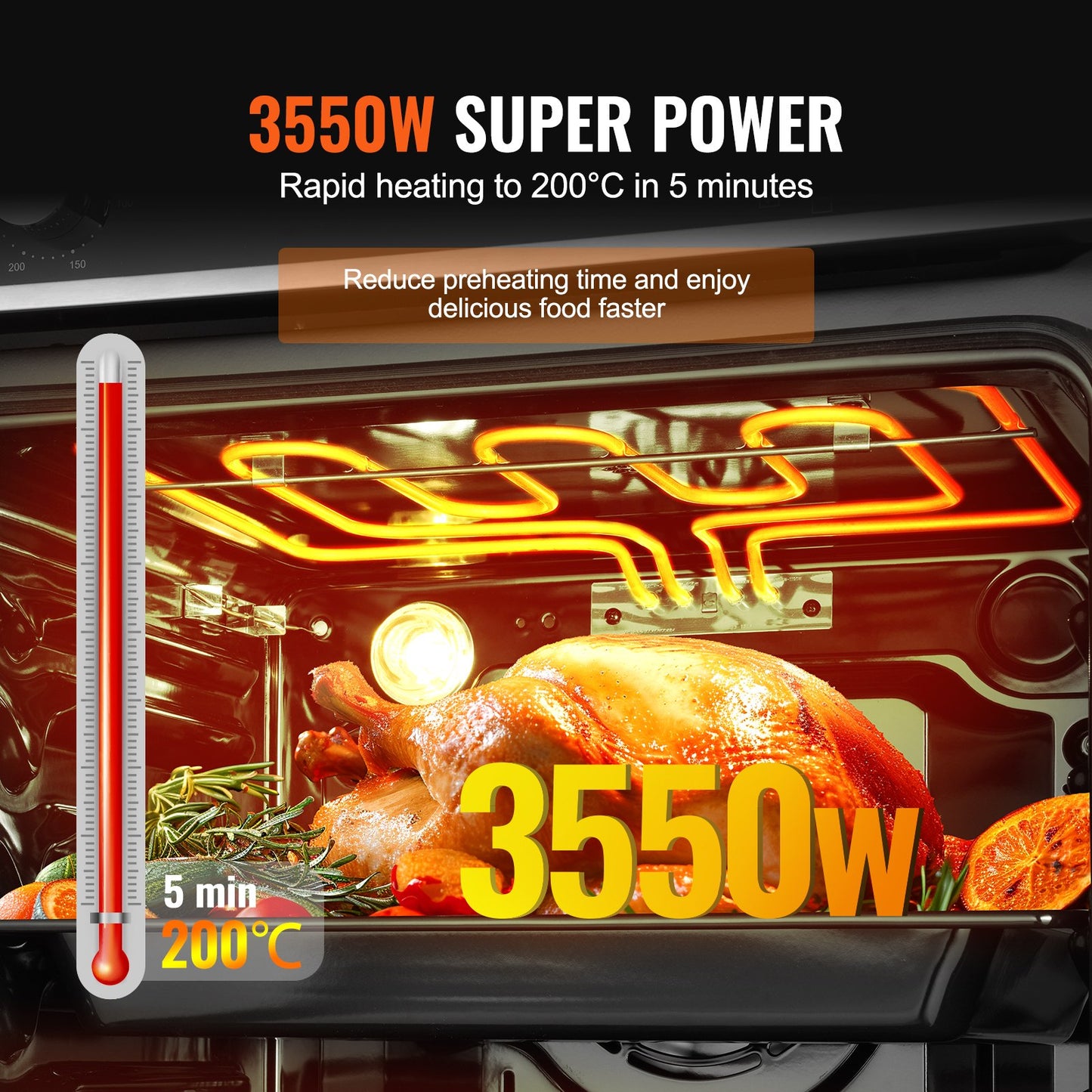 Single Wall Oven, 24" Electric Built-in Wall Oven with 9 Cooking Functions, 2.68 Cu.Ft Electric Wall Ovens, Rapid heating to 200°C in 5min, 3550W Electric Oven with Baking Rack and Tray, Kitchen