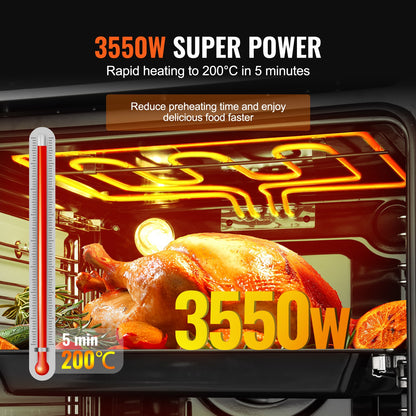 Single Wall Oven, 24" Electric Built-in Wall Oven with 9 Cooking Functions, 2.68 Cu.Ft Electric Wall Ovens, Rapid heating to 200°C in 5min, 3550W Electric Oven with Baking Rack and Tray, Kitchen