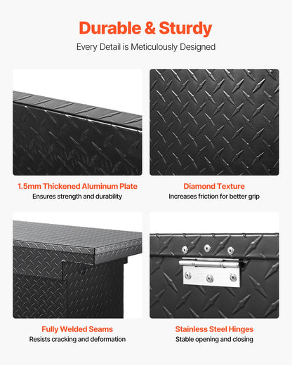 Crossover Truck Tool Box, 69x20x14 In, Heavy Duty Aluminum Toolbox with Diamond Texture, Pick Up Truck Bed RV Trailer Toolbox, Waterproof Storage Organizer with Lock, Keys, Side Handles, Black