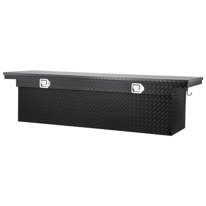 Crossover Truck Tool Box, 72x20x14 In, Heavy Duty Aluminum Toolbox with Diamond Texture, Pick Up Truck Bed RV Trailer Toolbox, Waterproof Storage Organizer with Lock, Keys, Side Handles, Black