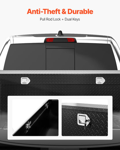 Crossover Truck Tool Box, 71x27x18 In, Heavy Duty Aluminum Toolbox with Diamond Texture, Pick Up Truck Bed RV Trailer Toolbox, Waterproof Storage Organizer with Lock, Keys, Side Handles, Black