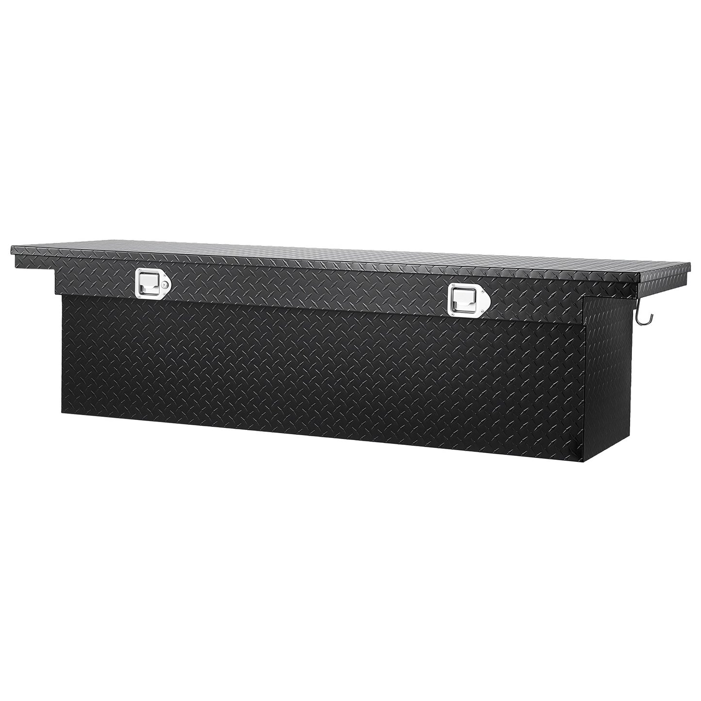 Crossover Truck Tool Box, 71x27x18 In, Heavy Duty Aluminum Toolbox with Diamond Texture, Pick Up Truck Bed RV Trailer Toolbox, Waterproof Storage Organizer with Lock, Keys, Side Handles, Black
