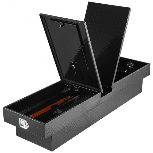 Crossover Truck Tool Box, 70x20x13 In, Heavy Duty Aluminum Toolbox with Diamond Texture, Pick Up Truck Bed RV Trailer Toolbox, Waterproof Storage Organizer with Lock, Keys, Side Handles, Black