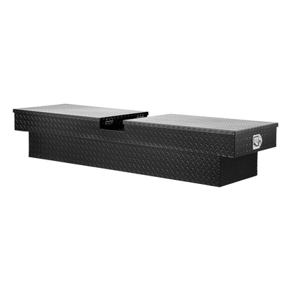 Crossover Truck Tool Box, 70x20x13 In, Heavy Duty Aluminum Toolbox with Diamond Texture, Pick Up Truck Bed RV Trailer Toolbox, Waterproof Storage Organizer with Lock, Keys, Side Handles, Black