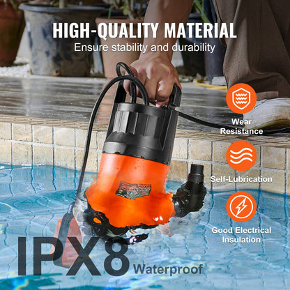 Submersible Utility Pump Sump Pump 400W 2510 GPH/9506 LPH 26 ft/7.9 m Head Water Pump