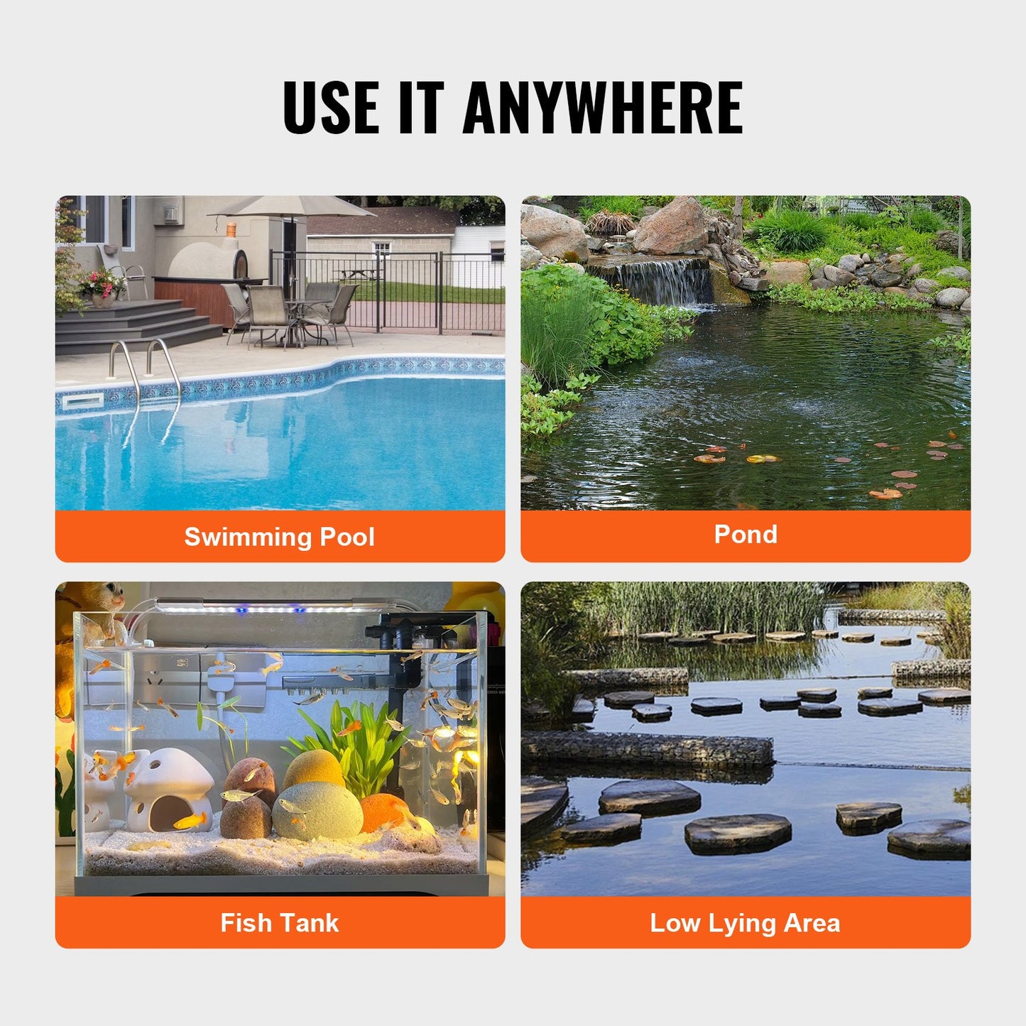 Submersible Utility Pump Sump Pump 400W 2510 GPH/9506 LPH 26 ft/7.9 m Head Water Pump