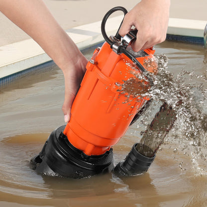 550W Submersible Trash Pump, 18000 L/H, Cast Iron Submersible Sump Sewage Pump with 2 in Discharge, 10M Max Lift, Draining Dirty Clean Water, for Pools, Garden, Pond, Basement, Flooded Areas