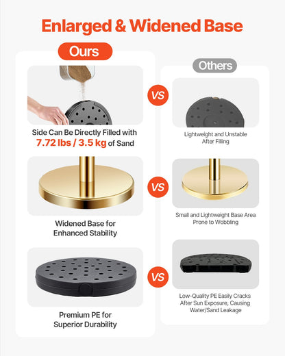 Stanchions and Velvet Ropes 6Pcs, Hollow Base with Stainless Steel Post, 4 Red Velvet Ropes and Posts, Crowd Control Barriers Gold Stanchions, Red Carpet Runner Poles for Party Supplies