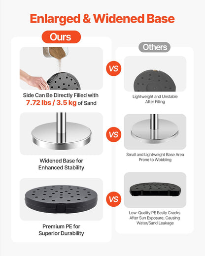 Stanchion Post, 8 Pcs Crowd Control Barrier Set with 4 Red Velvet Ropes, 5 ft Stainless Steel Silver Stanchion Post Queue with Sand Injection Hollow Base for Theater, Party, Wedding, Exhibition