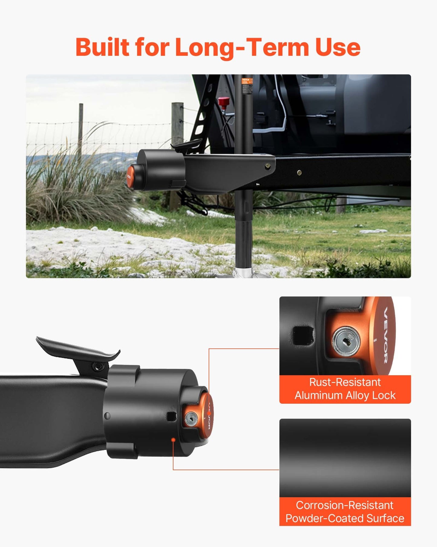 Trailer Lock, Fits 50.6 & 58.6 mm Straight Tongue Ball Couplers, Heavy Duty Hitch Lock with 3 Keys Secures Security Chains, Anti-Theft RV Trailer Tongue Locks for RV, Trailer, Boat