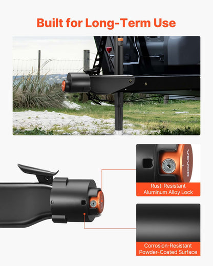 Trailer Lock, Fits 50.6 & 58.6 mm Straight Tongue Ball Couplers, Heavy Duty Hitch Lock with 3 Keys Secures Security Chains, Anti-Theft RV Trailer Tongue Locks for RV, Trailer, Boat