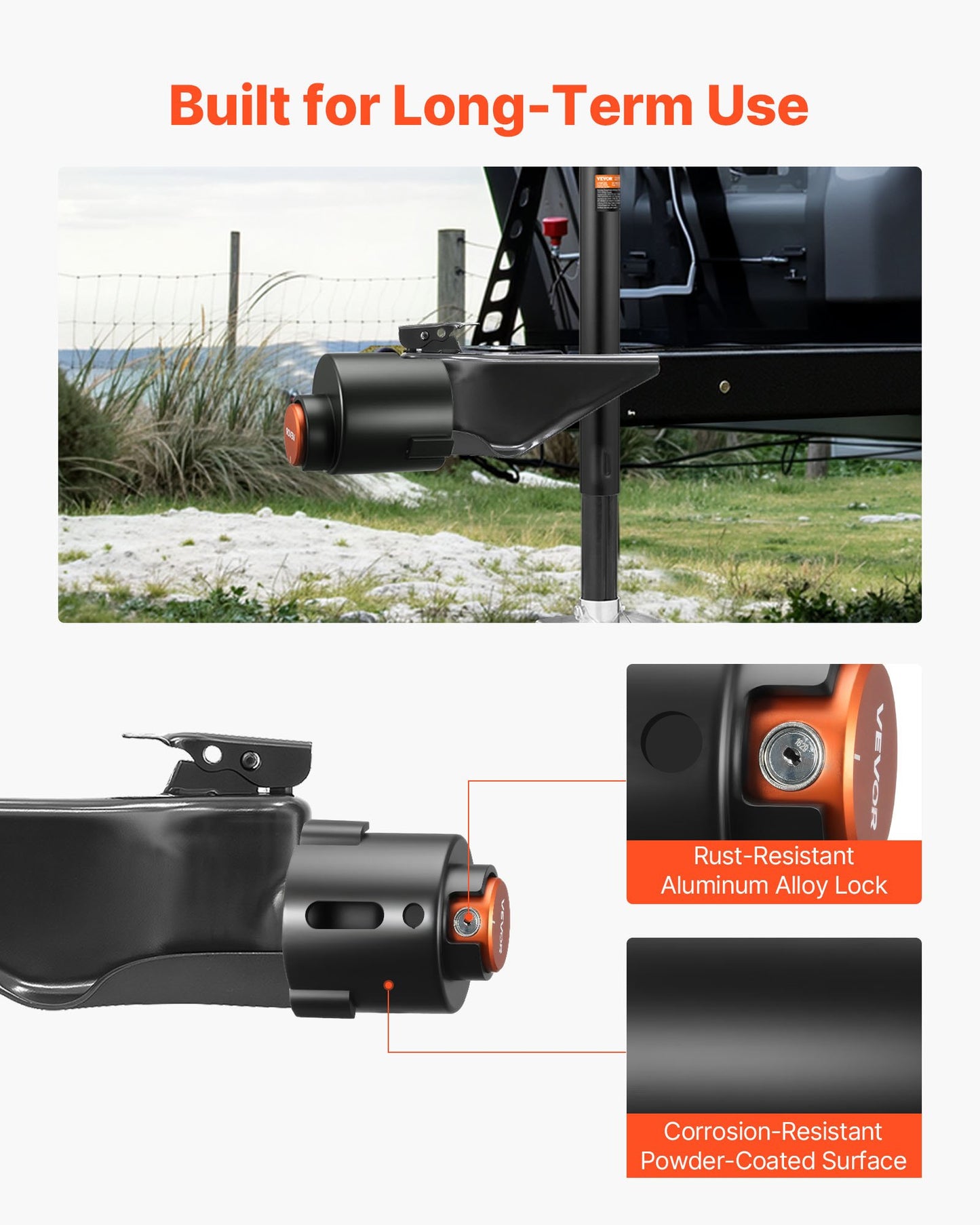 Trailer Lock, Fits 58.6 mm Airstream Couplers, Heavy Duty Hitch Lock with 3 Keys Secures Security Chains, Rust-resistant, Anti-Theft Trailer Tongue Locks for RV, Trailer, and Boat