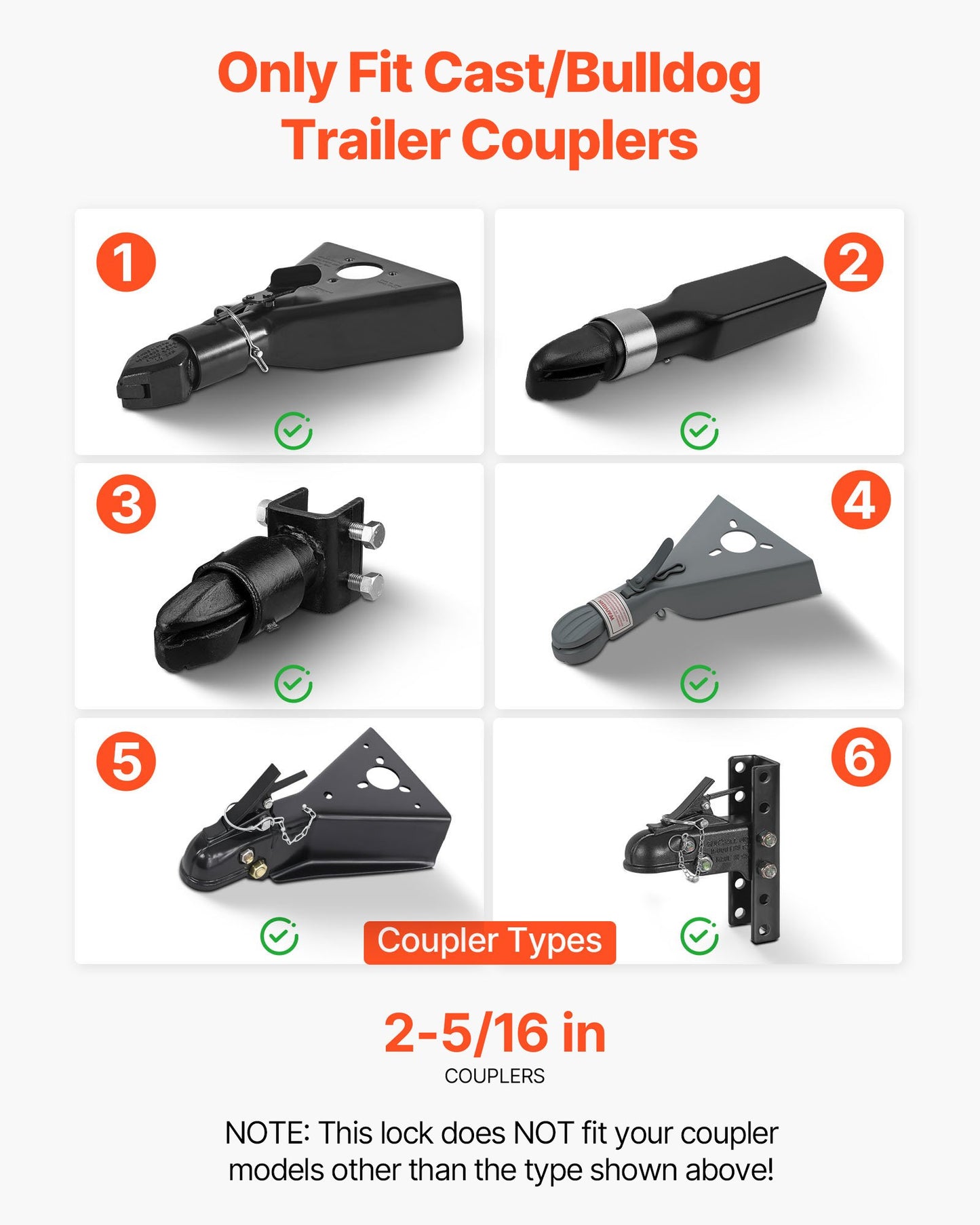 Trailer Coupler Lock, Fits 58.6 mm Cast/Bulldog Trailer Couplers, Heavy Duty Trailer Hitch Lock with 3 Keys, Corrision-resistant, Anti-Theft Coupler Ball Locks for RV, Trailer, Boat, Black