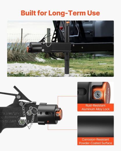 Trailer Lock, Fits 58.6 mm Cast Ball Couplers, Heavy Duty Hitch Lock with 3 Keys Secures Security Chains, Corrision-resistant, Anti-Theft RV Trailer Locks for RV, Trailer, Boat