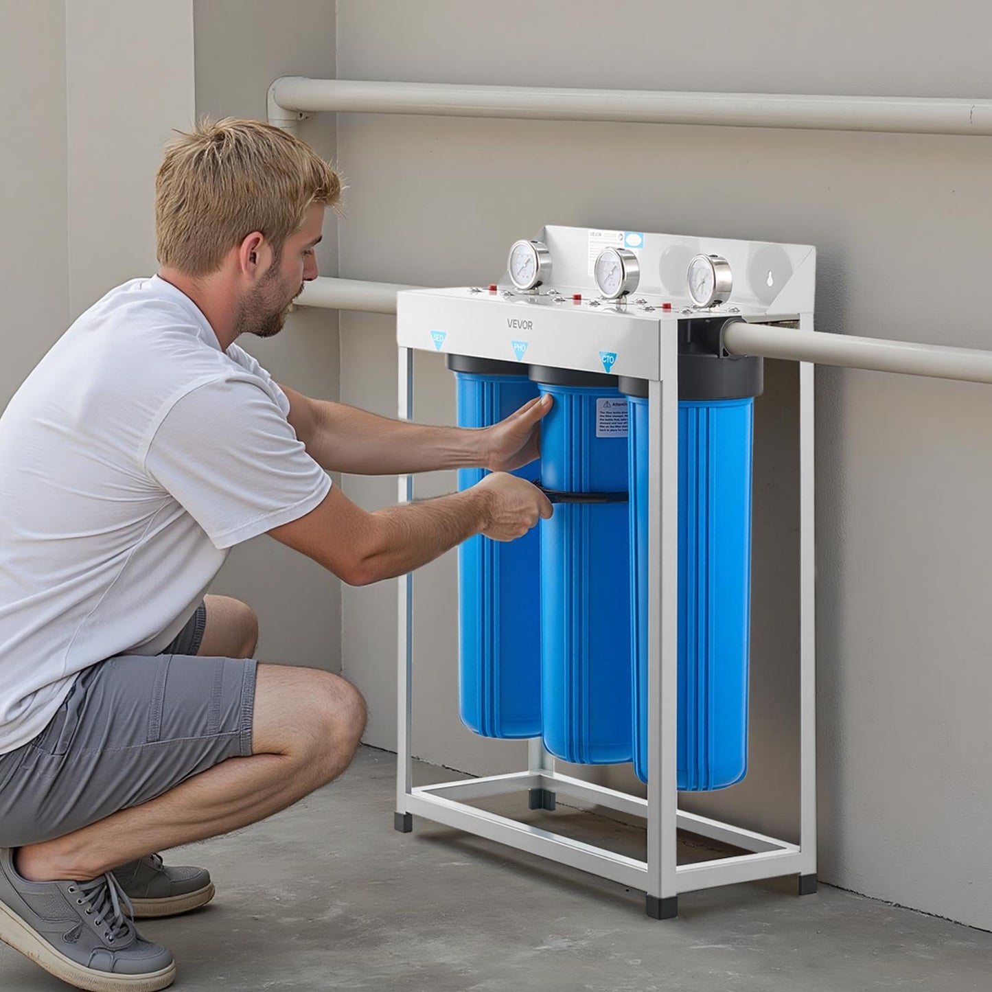 Ersatzkartusche für Hauswasserfilter, 11 x 51 cm (4,5" x 20") Polyphosphat-Kalkschutzfilter für Hauswasserfiltersysteme, reduziert Chlor, Geschmack und Geruch, beugt Korrosion vor