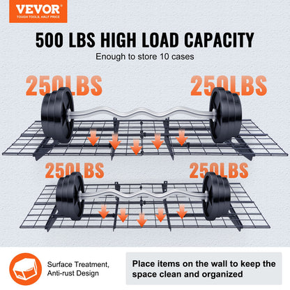 Garage Storage Shelving, 2 Pack, 6 x 2 ft Heavy Duty Garage Shelves Wall Mounted, 1000 lbs Load Capacity(Total) Garage Storage Rack Floating Shelves, Suitable for Shop, Shed, Garage Storage