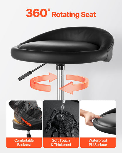 Rolling Shop Stool, Pneumatic Garage Seat/Work Stool with 300 lbs Capacity, Adjustable Height Roller Creeper Seat, 360° Swivel Padded Workshop Stool with Casters, for Garage, Shop & Auto Repair