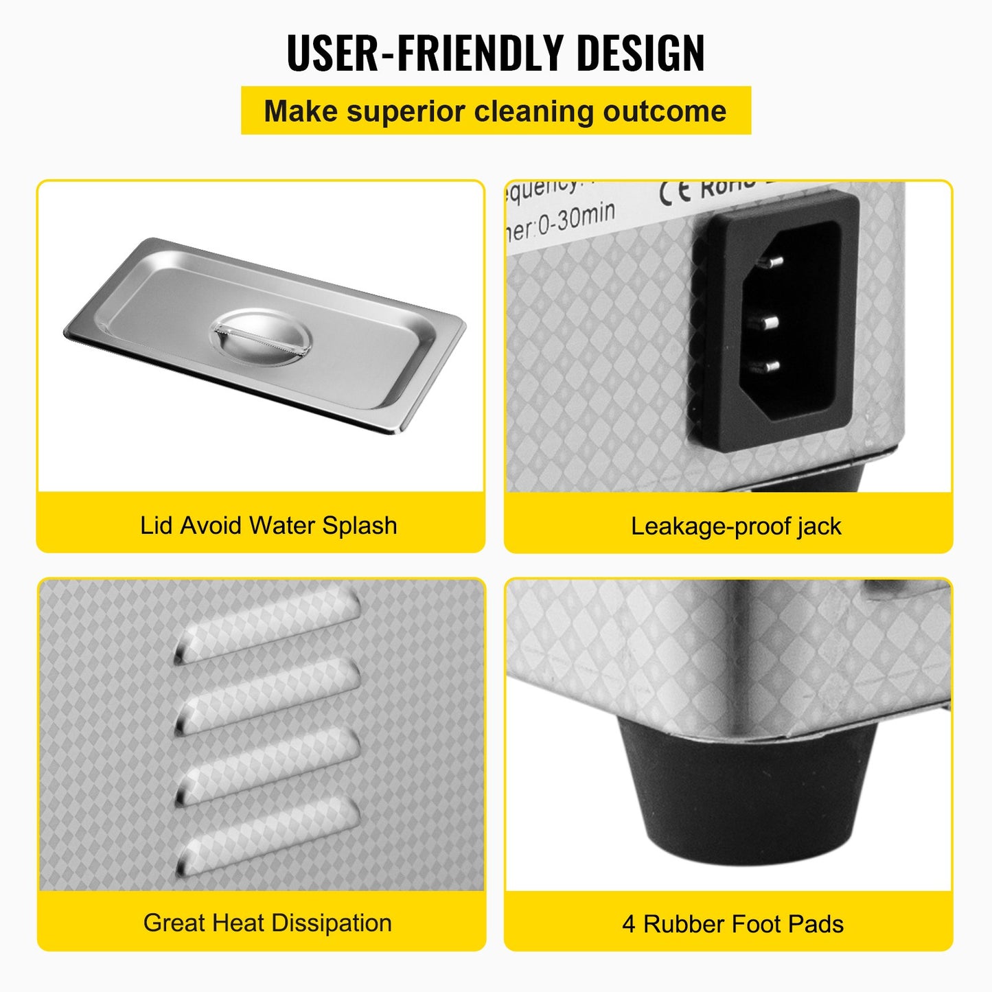 0.8L Ultrasonic Cleaners Digital Heater Timer for Cleaning Jewelry Cleaning Eyeglass 35W Stainless steel for Commercial Personal Home Use