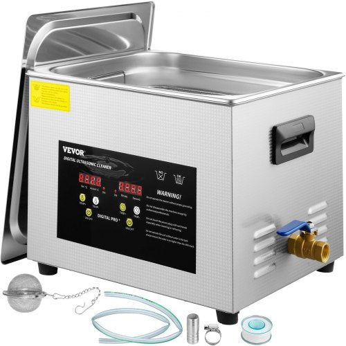 15L Upgraded Ultrasonic Cleaner (600W Heater,360W Ultrasonic) Professional Digital Lab Ultrasonic Parts Cleaner with Heater Timer for Glass Dental Instruments Cleaning