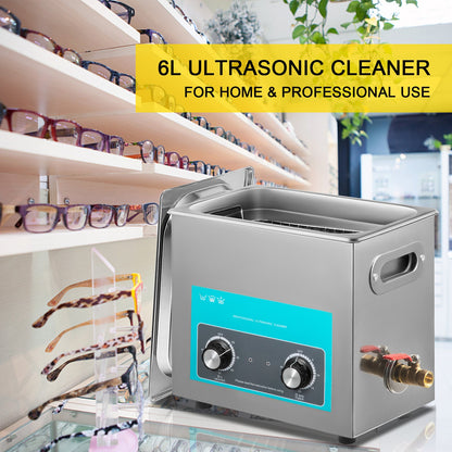 6.5L Ultrasonic Cleaner Jewelry Cleaner with Heater Timer for Jewelry Cleaning Knob Control Eyeglass Rings Dentures Music Instruments