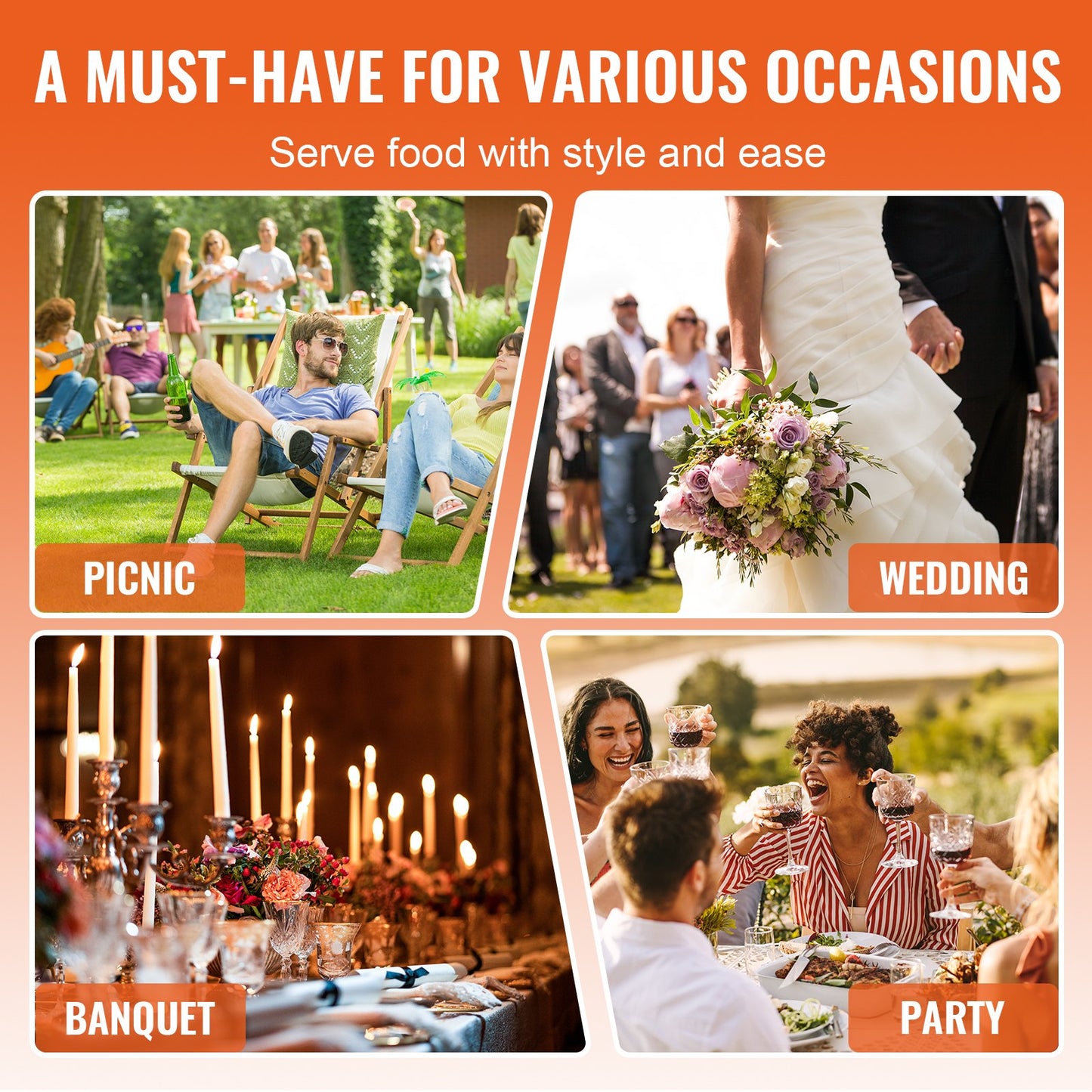 Roll Top Chafing Dish Buffet Set, 6 Qt 2 Pack, Stainless Steel Chafer with 2 Full Size Pans, Round Catering Warmer Server with Lid Water Pan Stand Fuel Holder, for at Least 5 People