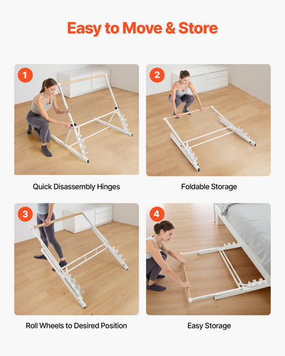 Ballet Barre, Freestanding Portable Barre Bar, Home Fitness Exercise Equipment for Abs, Arms, Strength, and Cardio, Easy to Store Foldable Stretching Dance Bars, 4 Level Height Adjustable