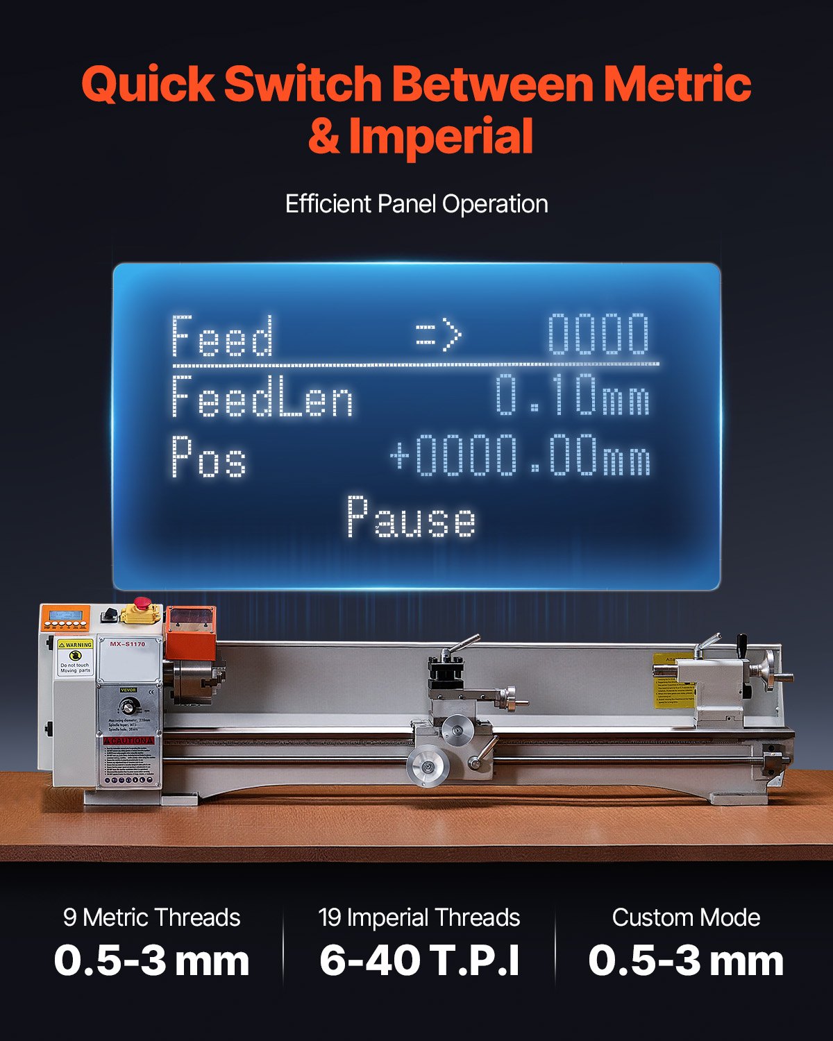 Metal Lathe Machine, 220 x 1000 mm(8.7 x 39 in), Precision Bench Power Metal Lathe, Automatic Feed, 0-2500 RPM Variable Speed, 1250W Brushless Motor, for Processing Precision Parts Soft Metals Wood Plastics