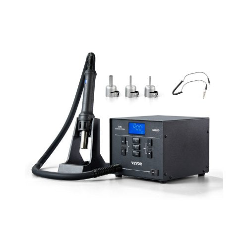 Hot Air Rework Station, 1000W Digital SMD Rework Station, 212℉-896℉ Hot Air Gun with 99-Level Adjustable Airflow, 3 Pre-Set Channels & 3 Hot Air Nozzles for Chip Dismantling, Electronics Repair