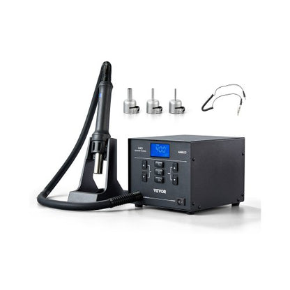 Hot Air Rework Station, 1000W Digital SMD Rework Station, 212℉-896℉ Hot Air Gun with 99-Level Adjustable Airflow, 3 Pre-Set Channels & 3 Hot Air Nozzles for Chip Dismantling, Electronics Repair