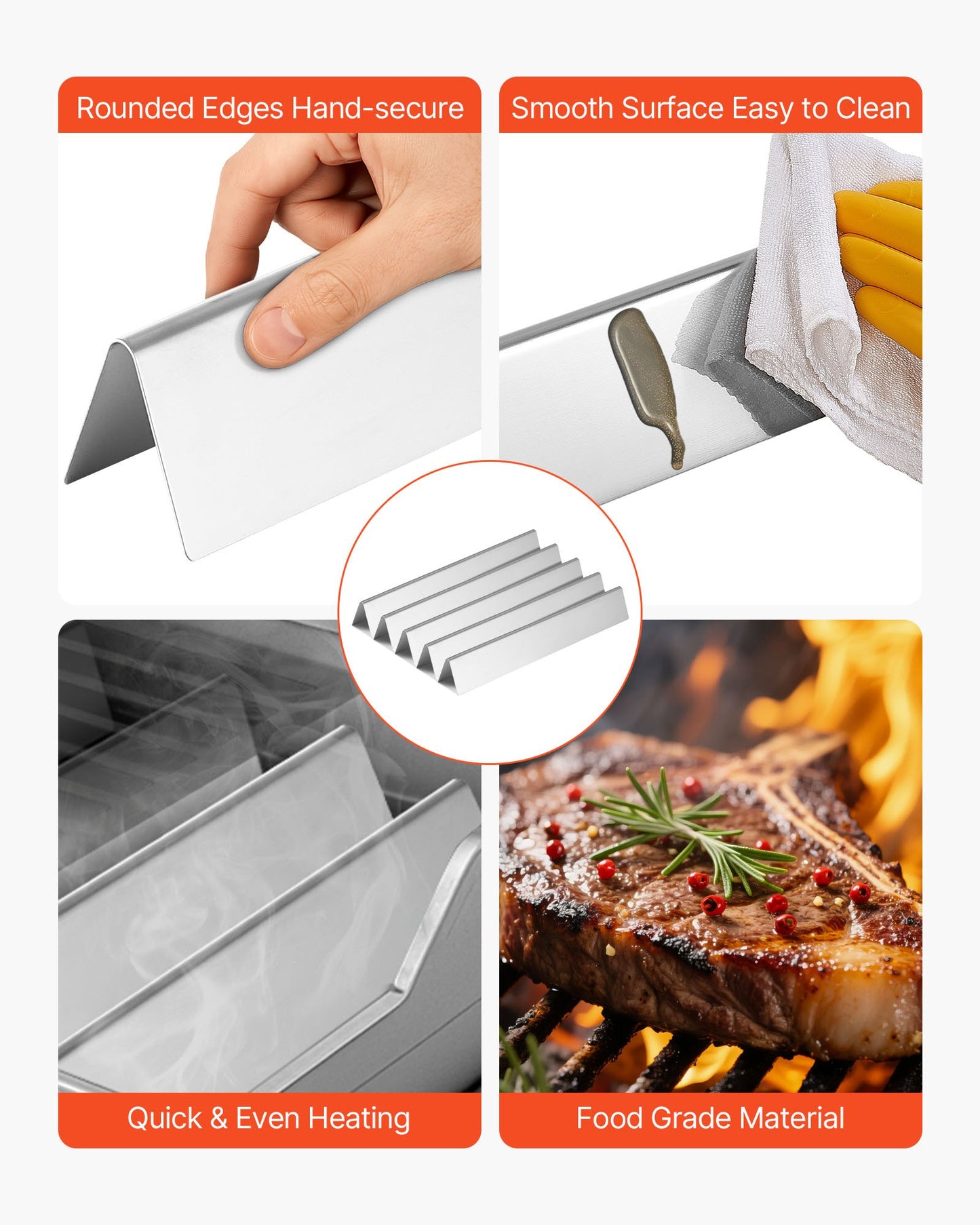 Flavorizer Bars and Heat Deflectors, 44cm Grill Replacement Part, for Weber Genesis 300 Series Grills, Including E310 E320 E330 S310 S320 S330, Stainless Steel Thicker Heat Plate, 7 Pack