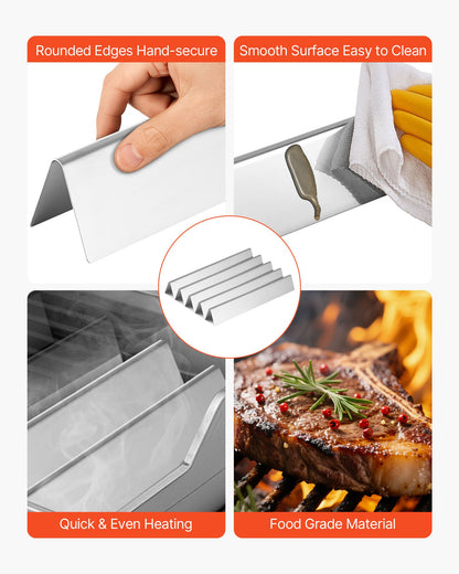 Flavorizer Bars and Heat Deflectors, 44cm Grill Replacement Part, for Weber Genesis 300 Series Grills, Including E310 E320 E330 S310 S320 S330, Stainless Steel Thicker Heat Plate, 7 Pack