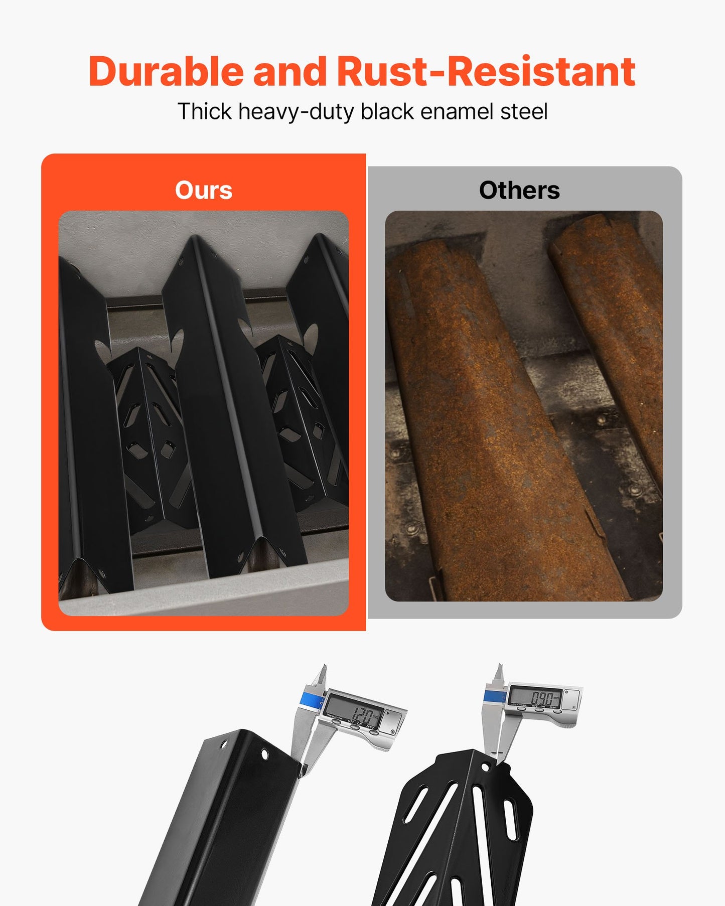 Flavorizer Bars and Heat Deflectors, 44cm Grill Replacement Part, for Weber Genesis ll 310 315 335 340, E/S 325s, ES/SX 325s, E/S 335, EX/SX/EPX-335 Grills, Porcelain-enameled Steel, 8 Pack