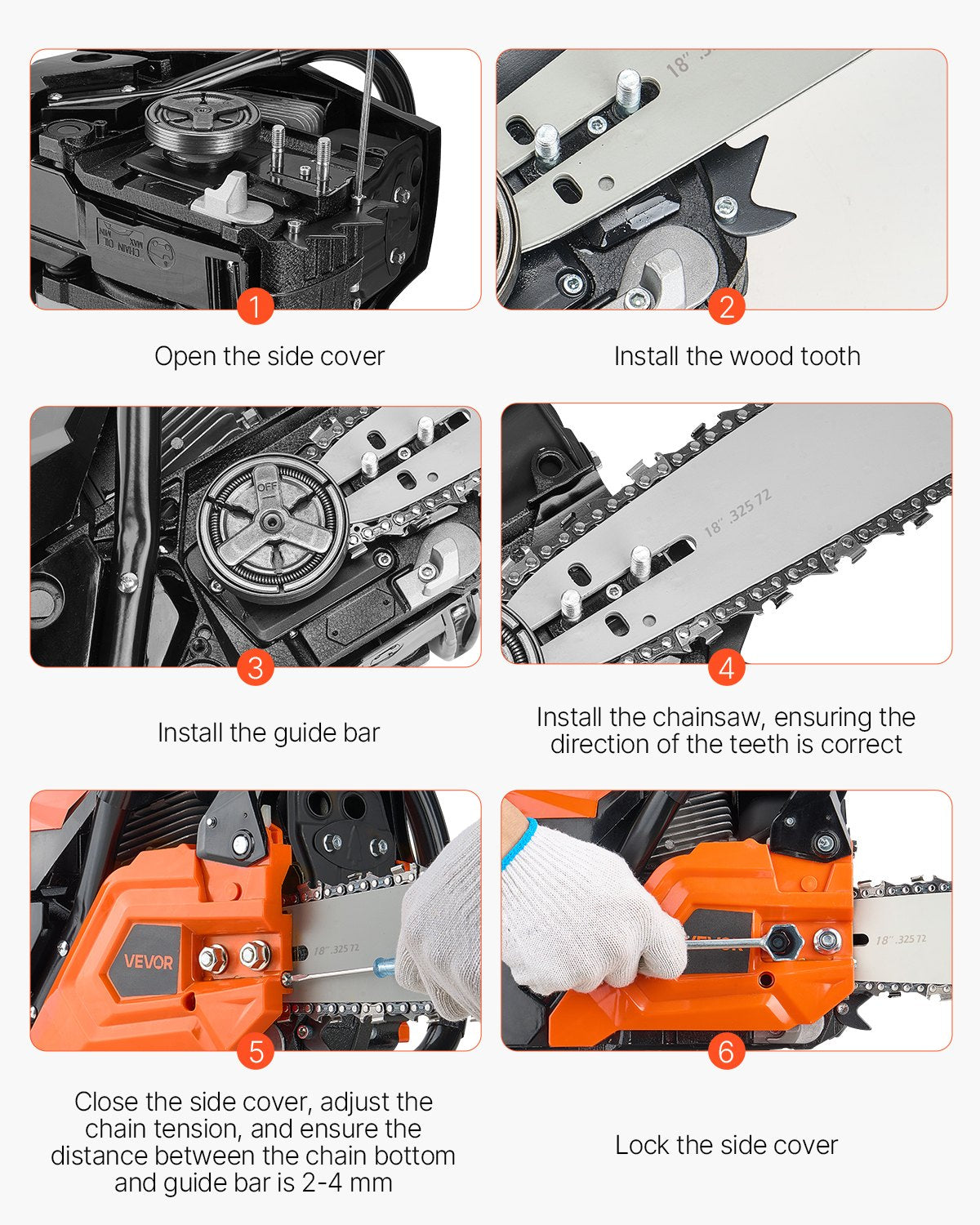 52 cc Gas Chainsaw, 18 inch Gas Powered Chainsaw, 2.4 HP Power Chain Saw with Non-Slip Handle, Gas-Powered Chainsaws with Dual Fuel Tanks, For Wood Cutting, Tree Trimming, and Land Clearing