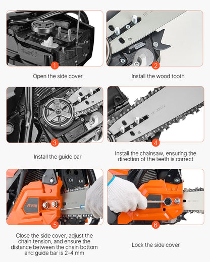 52 cc Gas Chainsaw, 18 inch Gas Powered Chainsaw, 2.4 HP Power Chain Saw with Non-Slip Handle, Gas-Powered Chainsaws with Dual Fuel Tanks, For Wood Cutting, Tree Trimming, and Land Clearing