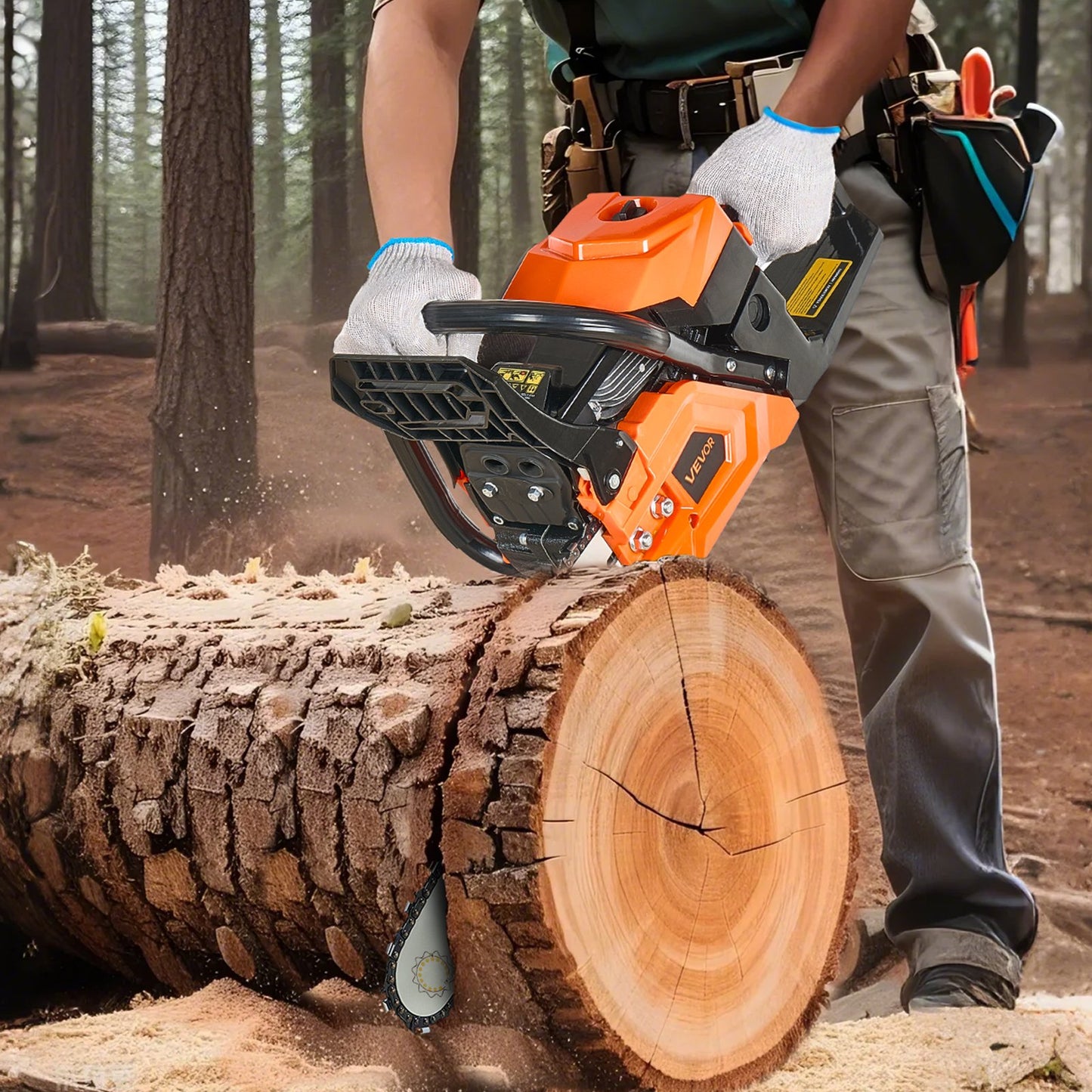 58 cc Gas Chainsaw, 20 inch Gas Powered Chainsaw, 2.7 HP Power Chain Saw with Non-Slip Handle, Gas-Powered Chainsaws with Dual Fuel Tanks, For Wood Cutting, Tree Trimming, and Land Clearing