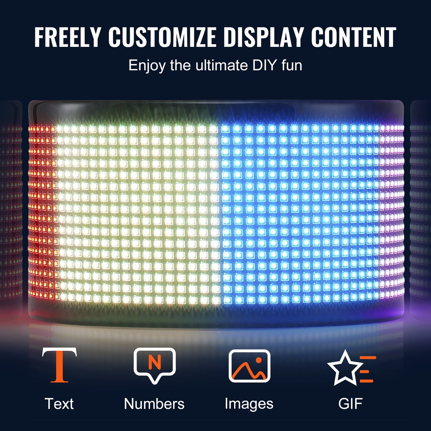 Programmable LED Sign, P5 Full Color LED Scrolling Panel, DIY Custom Text Animation Pattern Display Board, Bluetooth APP Control Message Shop Sign for Store Business Car Bar Advertising, 38x10cm