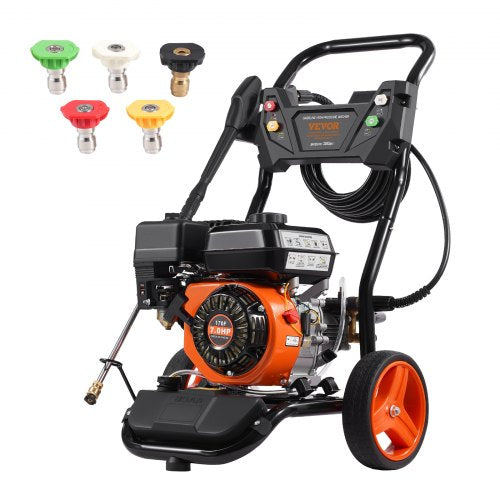 Gas Pressure Washer, 3950 PSI 10L/min, 2.6 GPM Gas Powered Pressure Washer with Copper Pump, Spray Gun and Extension Wand, 5 Nozzle Set, for Cars, Fences, Homes, Driveways, Patios, Vertical