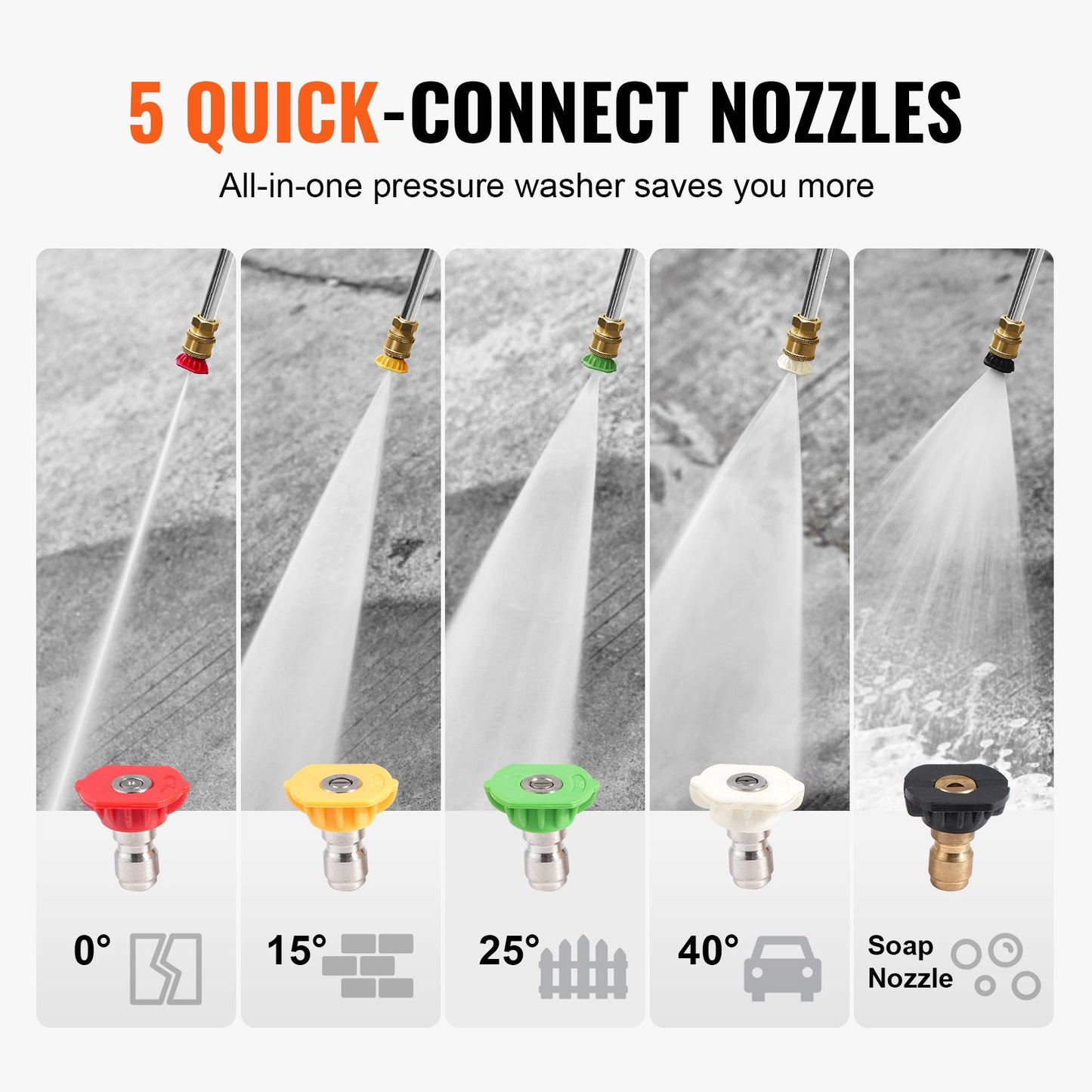 Gas Pressure Washer, 3950 PSI 10L/min, 2.6 GPM Gas Powered Pressure Washer with Copper Pump, Spray Gun and Extension Wand, 5 Nozzle Set, for Cars, Fences, Homes, Driveways, Patios, Vertical