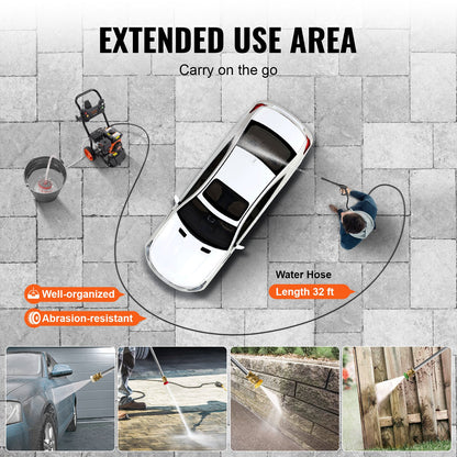 Gas Pressure Washer, 3950 PSI 10L/min, 2.6 GPM Gas Powered Pressure Washer with Copper Pump, Spray Gun and Extension Wand, 5 Nozzle Set, for Cars, Fences, Homes, Driveways, Patios, Vertical