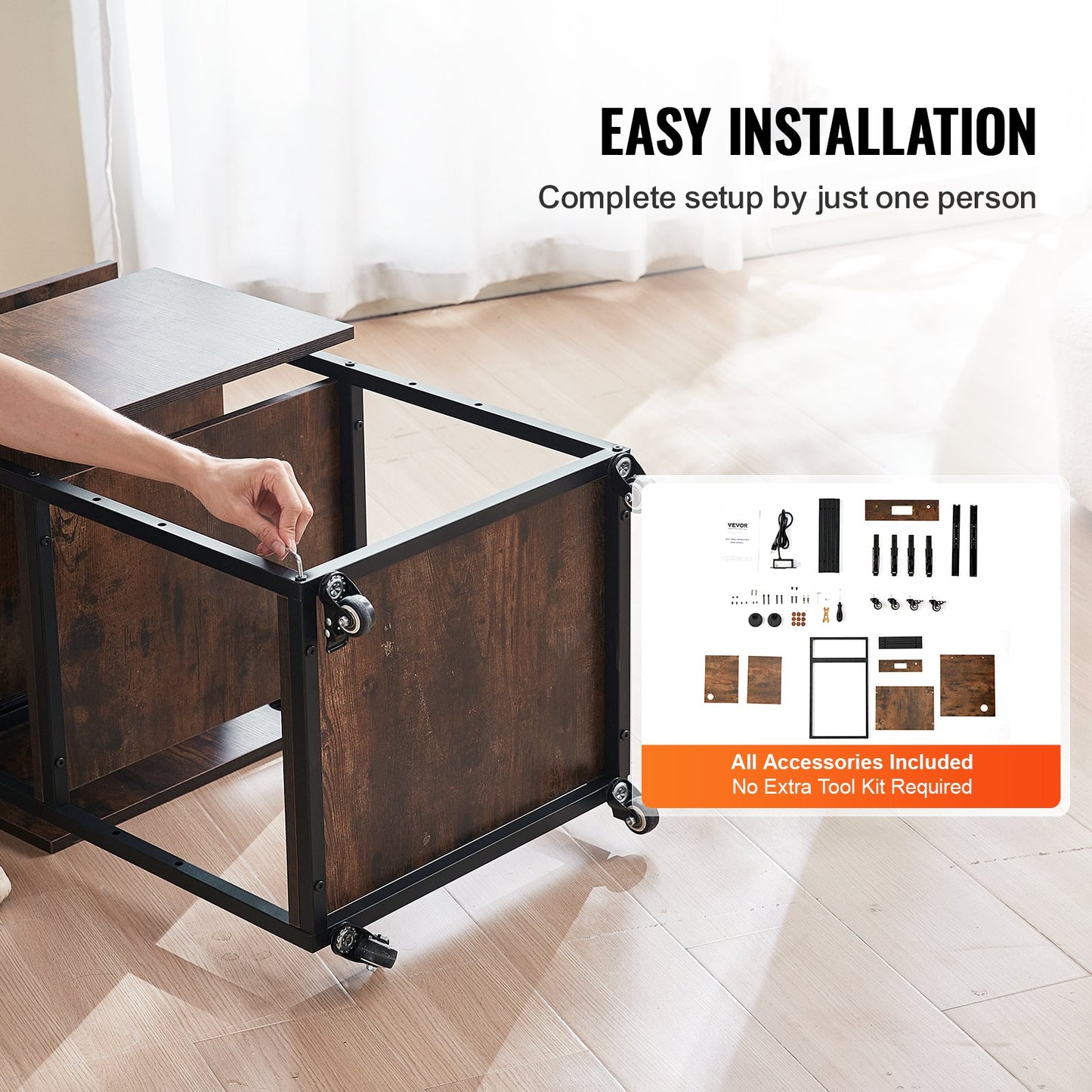 Heat Press Table with Charging Station, 4 Tier Movable Heat Press Stand, Foldable Heat Transfer Machine Stand with Wheels, Rolling Metal Workbench for Sublimation Transfer Machine, Brown