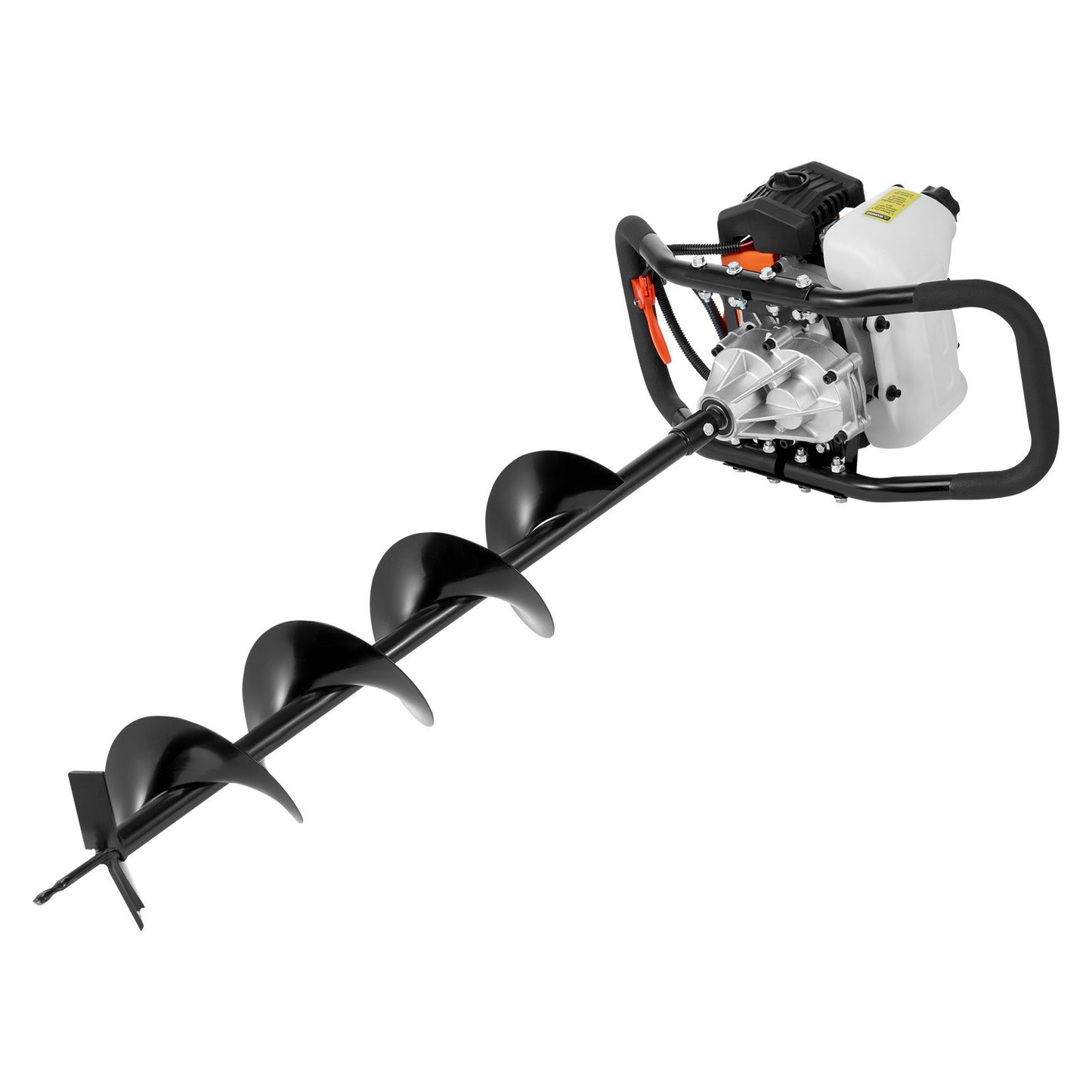 Post Hole Digger Gas Powered, 52CC 1450W Earth Auger, Gas Auger with 6” & 10” Auger Drill Action Design Bits & 3 Extension Rods, Post Fence Hole Digger for Farmland Garden Plant, Orange+Black