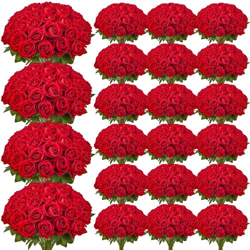 Artificial Flowers, 500 pcs Real Looking Red Foam Fake Roses Bulk, Faux Red Bridal Shower with Stems for DIY Wedding Bouquets, Home Centerpieces Arrangements, Party Tables Decorations